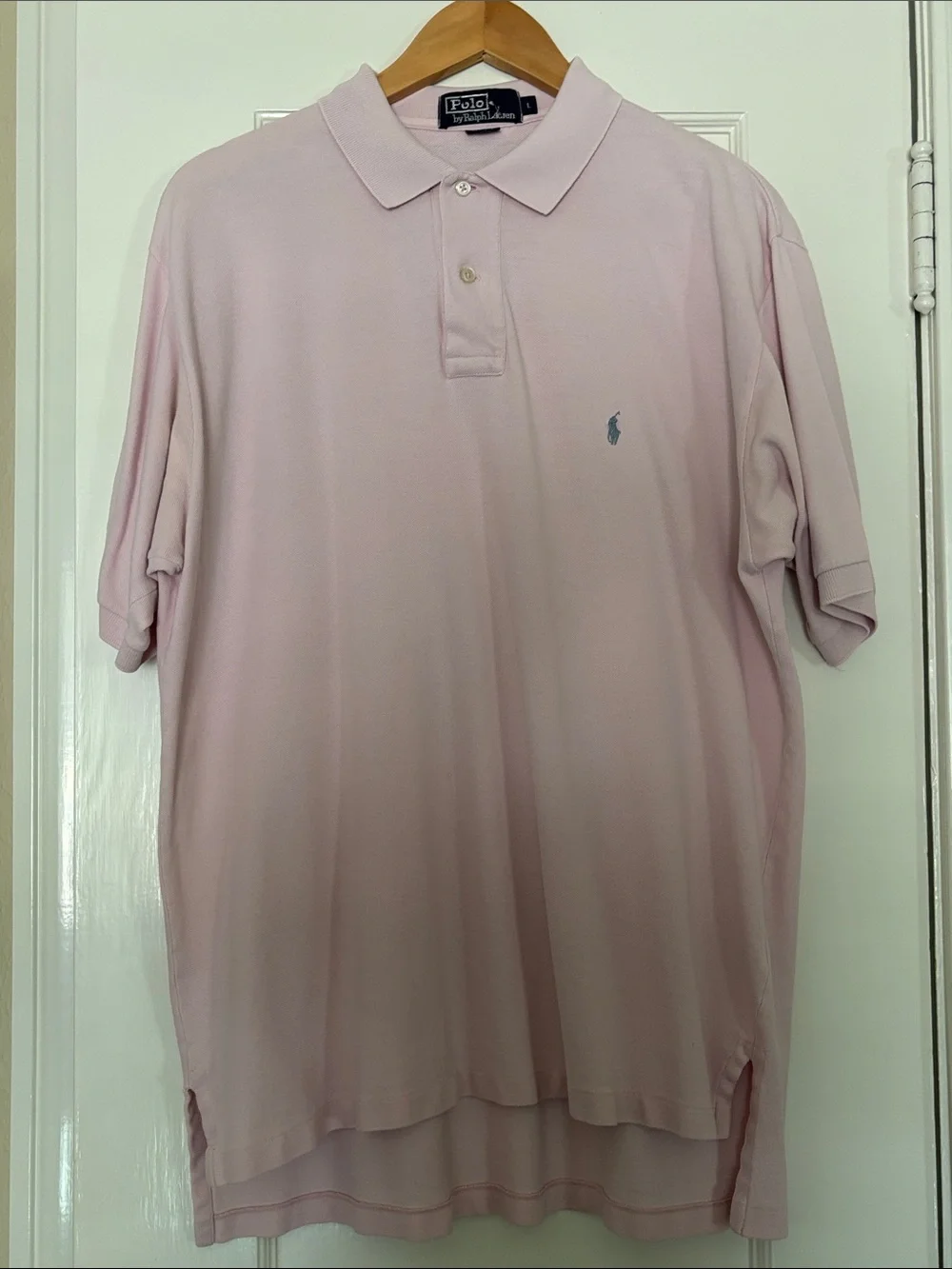 Ralph Lauren Men’s Pale Pink Polo with Blue Pony Logo